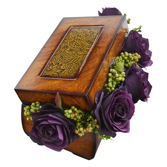 Roses Artificial Arrangement in Decorative Chest - SKU #1591-PE - 13